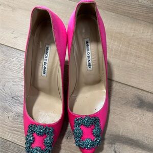 Manolo Blahnik Fuchsia Heels with Embellishments